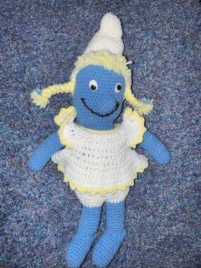 Handmade Crochet Smurfette Stuffed Plush Doll